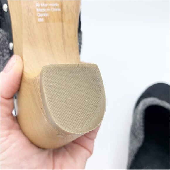Style & Co Wooden‎ Heeled Black Suede Clog with Knitted Trim and Silver Tag - Picture 13 of 13